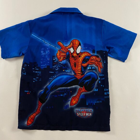 Vintage Y2K Ultimate Spiderman Shirt Mens Medium All Over Print Button Up Marvel - Picture 4 of 9